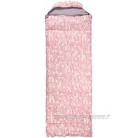 HYAN Sac de Couchage Sac de Couchage rectangulaire Adulte 4 Saisons Sac de Couchage en Coton pour Coton pour Excursion en Plein air Rose Gris Matelas Color : Pink Taille : 1.85kg