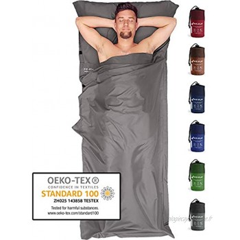 Drap de Sac de Couchage ultralégère Sac de couchage compact en microfibre avec compartiment oreiller ajouté Sac de couchage pour adultes Sac de couchage de voyage aussi comme drap de couchage