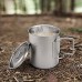 AleXanDer1 Titanium Pot Tasse de Titanium Portable Ultralight Camping Tasse d'eau de Camping Tourisme d'extérieur Équipement de Camping Pique-Nique Coupe d'eau avec poignée Pliable