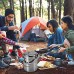 Camping Cuisinière Pan Set Kit Batterie de cuisine en aluminium Camping pour 2 personnes Portable Outdoor Camp Pot cuisinier Set Lightweight Bouilloire Cuisine de plein air portable avec poignée