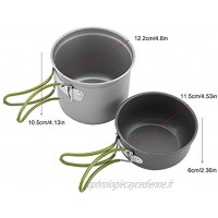Jiawu Batterie de Cuisine extérieure Portable Pot en Aluminium Pot en Aluminium résistant aux Hautes températures pour Le Camping la randonnée