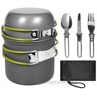 SNAL Kit d'ustensiles de cuisine pour camping avec poêle pour sacs à dos de cuisine Picnic Pot pour voyage en plein air randonnée pique-nique Menage de cuisine léger et résistant pour camping