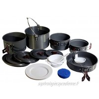 Vaisselle camping Kit batterie cuisine empilable 6-7 personnes. Popote camping aluminium extra leger-bivouac-randonnée