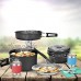 17 Pcs Camping Pot Barbecue Batterie de Cuisine Camping Casseroles et poêles Set Poêle de Pique-Nique Portable pour Backpacking Cuisine de Plein air de Pique-Nique Noir