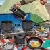 17 Pcs Camping Pot Barbecue Batterie de Cuisine Camping Casseroles et poêles Set Poêle de Pique-Nique Portable pour Backpacking Cuisine de Plein air de Pique-Nique Noir