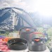 Camping Cuisinière Pan Set Kit Batterie de cuisine en aluminium Camping pour 2 personnes Réchaud Pan Pot Portable bouilloire 2 Coupes et Arts de la table Vaisselle pour pique-nique randonnée 20pcs