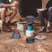 Linsition Kit de Casseroles Camping Kit de Cuisine de Camping Aluminium Batterie de Cuisine en Acier Inoxydable pour Le Camping Les Voyages la Randonnée Le Pique-Nique