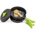 Yban 10 PCS Cookware Casseroles Camping Poêlé en Aluminium Kit de Cuisine avec Assiette Bol Ustensiles de Cuisine pour Camping Pique-Nique Randonnée BBQ