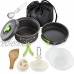 Yban 10 PCS Cookware Casseroles Camping Poêlé en Aluminium Kit de Cuisine avec Assiette Bol Ustensiles de Cuisine pour Camping Pique-Nique Randonnée BBQ
