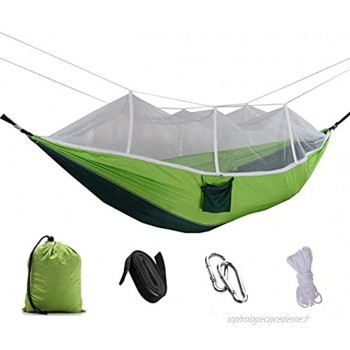 Hamac De Camp Double avec Moustiquaire Hamac en Tissu Parachute Ultra Léger pour Le Camping La Randonnée