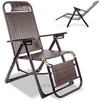 Chaise de Camping Chaise Longue de Patio Portable Chaise inclinable Pliante avec Repose-Pieds et Oreiller réglables Chaise de pelouse en rotin pour Camping en Plein air Plage au Bord de la pisc