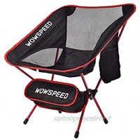 Chaise de camping pliante portable d'extérieur ultralégère et respirante avec sac de transport Cadre en alliage d'aluminium Charge maximale 120 kg Chaises de plage pour pique-nique et pêche Rouge