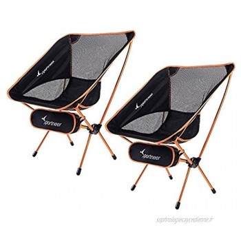 Chaise de Camping Sportneer® Lot de 2 Portable Léger Pliable Camping Chaise pour Backpacking Randonnée Pique-Nique Pêche Plage Jardin Charge de Poids 158kg
