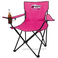 Helgaa chaise de camping» klappsattel rose avec gobelet et porte-bouteille