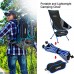 URPRO Chaise de camping pliante légère avec appuie-tête et poche double face à dossier haut pour randonnée voyage pique-nique pêche bleu