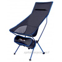 WOLTU CPS8133sz Chaise de Camping Chaise de pêche Fauteuil Pliable légère et Solide avec Sac de Transport et Repose-tête Bleu + Noir