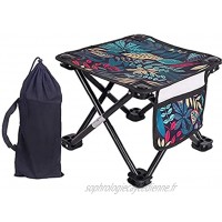 Camping Tabouret pliant portable pique-nique Randonnée Chaise de pêche avec poche latérale pour Voyage Tabouret Pêche