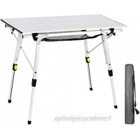 Ever Advanced Table Pliante Camping Portable Aluminium Hauteur Réglable Table de Pique-Nique Top Enroulable 90x53cm