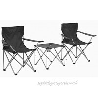 Festnight Table de Camping + 2 Chaises + Sac de Transport Gris Chaise de Camping Pliante Table Pliable pour Pêche Pique-Nique