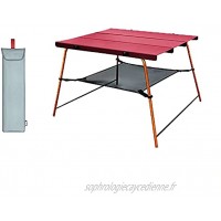MARMODAY Petite table de camping pliante portable rouge avec sac de rangement 15 kg