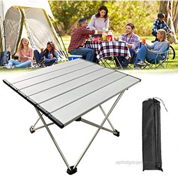 Prevessel Table de camping portable en alliage d'aluminium avec plateau roulant antidérapante facile à transporter mini table de pique-nique pour le camping la randonnée les voyages