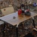 PSY Table de Camping Pliante en Aluminium Portable avec Pieds réglables en Hauteur Couche de Maille de Dessus de Table Enroulable pour Camping de Jardin de Pique-Nique 90x52x65cm