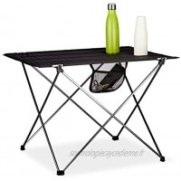 Relaxdays Table camping pliable légère avec poche Table camping pliante plein-air HLP: 51x73,5x54,5cm,Aluminium,Noir