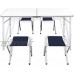 vidaXL Table Pliante de Camping Hauteur Ajustable avec 4 tabourets Table de Jardin