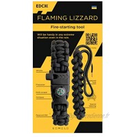 EDCX Survie Nylon Bracelet Fire-Starting Tool Flaming Lizzard Black M-20cm