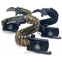 Jägerfeuer Lot de 3 bracelets de survie en paracorde avec pierre à feu couteau boussole sifflet corde Outil multifonction 5 en 1- Sport camping survie en extérieur