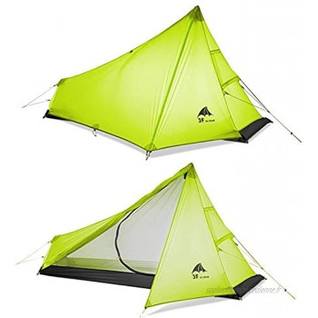 3F UL Tente de Camping Ultra-légère extérieure 3 Saisons 1 Personne Seule Tente Ultra-légère Revêtement en Silicone imperméable pour la Tente de Camping en Maille d'été