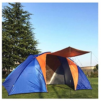 QEEN Double Couche imperméable Deux Chambres à Coucher Tente de Camping en Plein air pour 4-6 Personnes randonnée pédestre Chasse à la pêche familiy Tente de fête 3 Couleurs Color : Blue