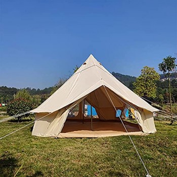 JTYX Cloche Tente Toile Étanche Yourte Mongole Tente Double Couches Tipi Tente Camping en Plein Air Tente Familiale Pyramides Tente Indienne 4 Saisons