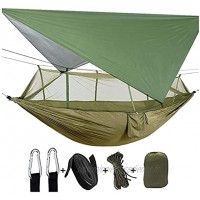 JUNMAIDZ Tente Tente aérienne Camping en Plein air 2 Personne hamac avec moustiquaire et Refuge de Soleil Parachute Portable Hammocks Color : Army Green