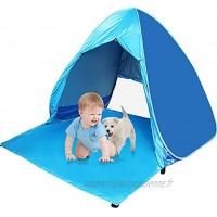 Pop Up Tente automatique Instant Portable Tente de plage avec fermeture à glissière Porte Anti UV 50+ Tente de camping pour famille camping randonnée pêche la plage 2–3enfants