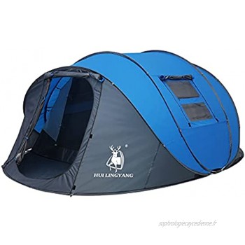 Tente Pop Up,4-6 Personnes Tente Pop Up Tente,Tente 2 Seconde Tente De Camping Automatique|Anti-Ultraviolet ImperméAble Et Coupe-Vent 2 Portes Et 4 FenêTres|Camping en Plein Air