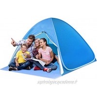 SAEYON XL Tente de Plage Pop Up Tente avec Fermeture à glissière Porte Tente Anti UV50+ Automatique Instant Portable Tente pour 2-4 Personnes Tente de Camping pour Famille Randonnée Pêche Bleu