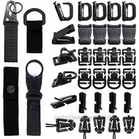 Simorce Tactical Bag Clip Strap Set pour Sac à Dos Tactique Molle Serrure à Anneau en D Cordon élastique et Boucle Web Dominator Sangles Mod Porte-clés