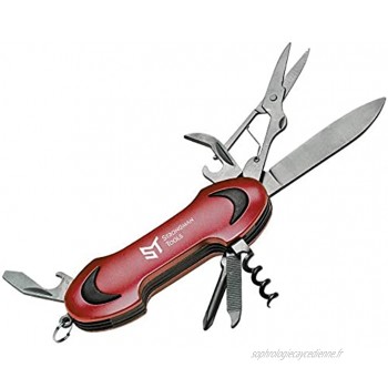 Couteau Suisse de poche STRONGMAN 8-en-1 · Couteau polyvalent Outil Multifonction ROUGE · Idéal comme excellent cadeau · Outil Multifonction avec emballage individuel