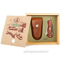 Laguiole Set de couteau de poche avec étui et boîte cadeau en bois marron couteau multifonction