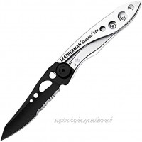 Leatherman Skeletool KBX Couteau de poche multifonctions avec lame combo en acier inox HC420 et décapsuleur intégré compact et léger fabriqué aux Etats-Unis couleur noir gris acier