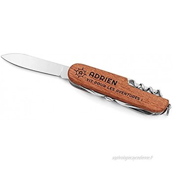 Maverton Couteau Suisse en acier inoxydable Couteau de poche avec gravure Couteau multifonction Cadeau anniversaire pour lui Aventures