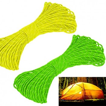 Osuter Corde de Tente Réfléchissante 2PCS Corde de Parachute Robuste Corde pour Camping Randonnée Accessoires62M