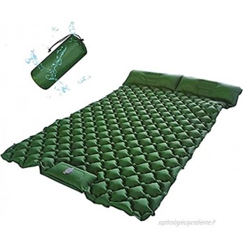 HEPU Matelas de couchage gonflable léger pliable Camping Matelas de couchage gonflable pour extérieur avec 2 oreillers auto-gonflants durable à utiliser pour la randonnée bleu roi